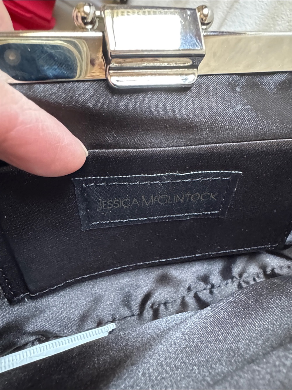 Jessica McClintock Black Satin Pleated Clutch - Picture 9 of 12